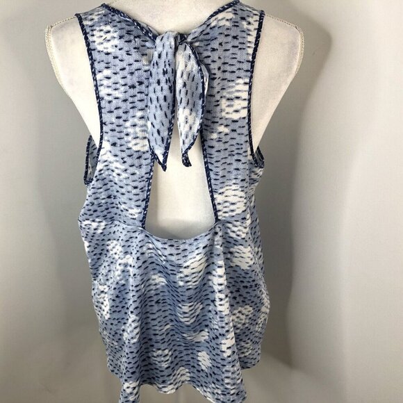 Lou & Grey Tops - Lou & Grey Womens Sleeveless Top Size Large Blue Textured Open Tie Back